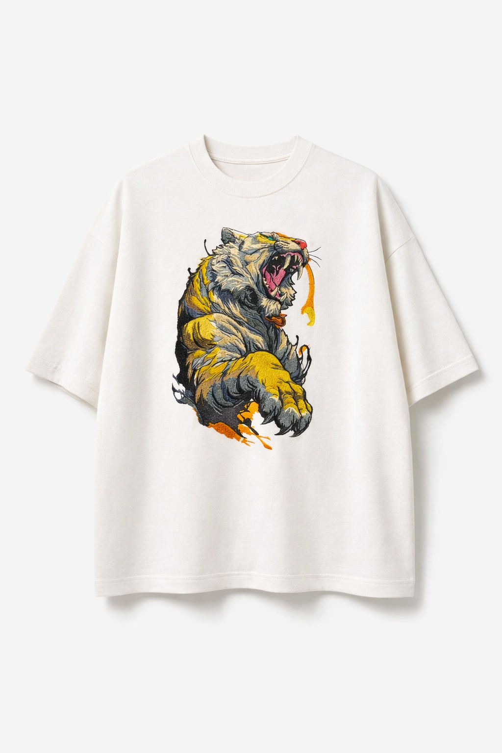 Embroidered Tiger Rage oversized Tee