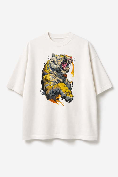 Embroidered Tiger Rage oversized Tee